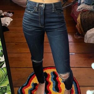 American Eagle Ripped Next Level Stretch Hi Rise Dark Atlantic Size 00 SHORT